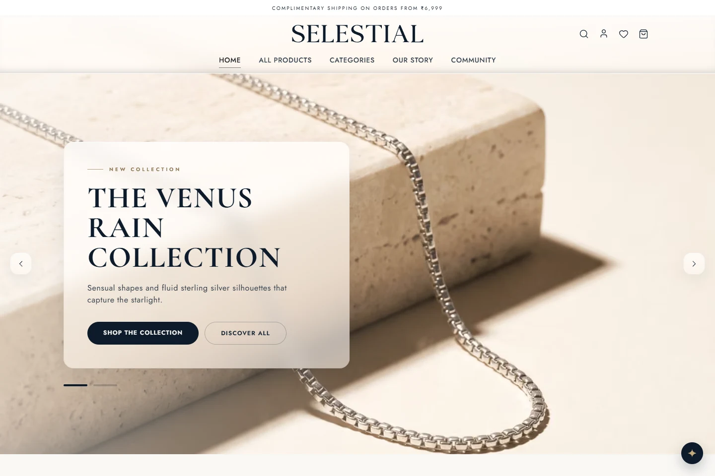 Selestial website homepage